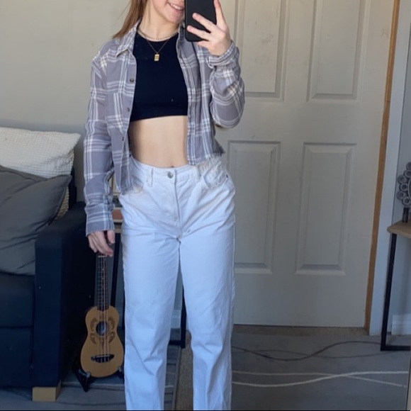 Hollister Grey/White Plaid Button Up Shirt - Picture 6 of 9